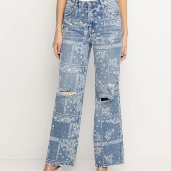 NWT...PTCL/BANDANA..Y2K HAZEL PANT - HIGH RISE WIDE LEG PRINT....Size 29 - Picture 1 of 11